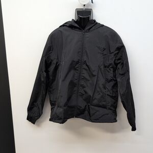 VIER Hooded Windbreaker Mens Full Zip Lightweight Water Resistant Jacket L Black